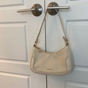 Cream Woven Shoulder Bag - Women's Fashion Handbag